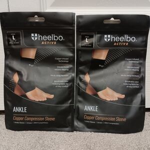 NWT heelbo Active Copper Compression Ankle Sleeves - Black - L